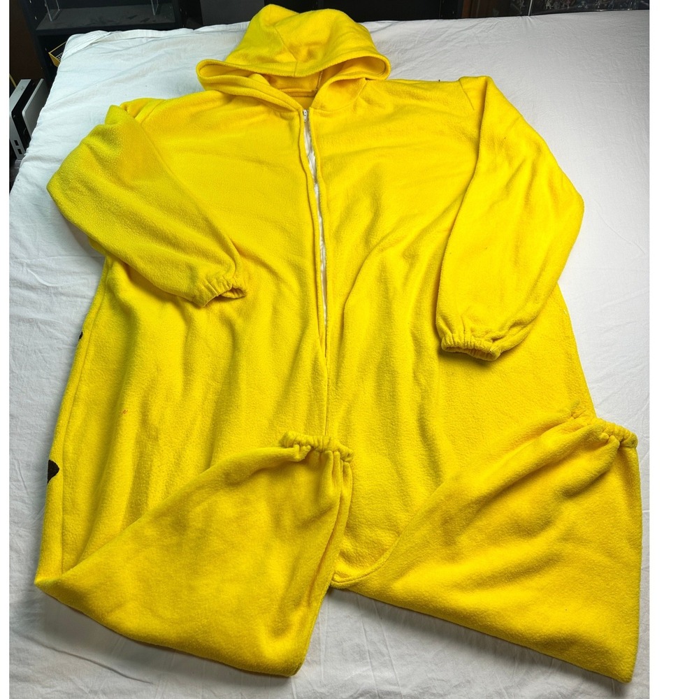 Pikachu Handmade Yellow Fleece Hooded Costume Jumpsuit Adult XL Unisex
